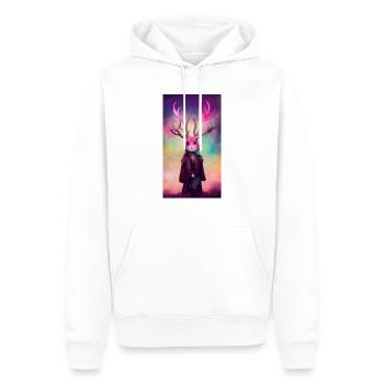 Le lapin-cerf mage - Sweat à capuche Premium bio Homme - blanc - Devant - Nico (187cm)