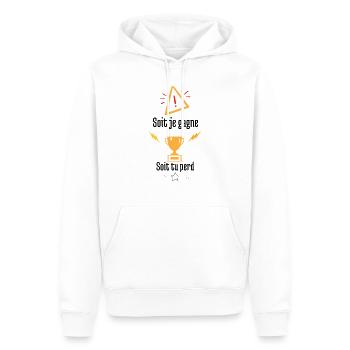 Soit je gagne soit tu perd - Sweat à capuche Premium bio Homme - blanc - Devant - Nico (187cm)