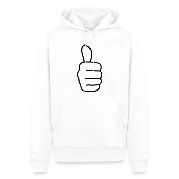Thumbs up, super, bon, le poing, la main - Sweat à capuche Premium bio Homme - blanc - Devant - Nico (187cm)