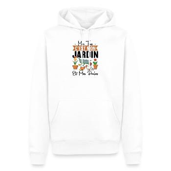 Mon Truc C'est Mon Jardin Et Mes Poules Cadeau - Sweat à capuche Premium bio Homme - blanc - Devant - Nico (187cm)