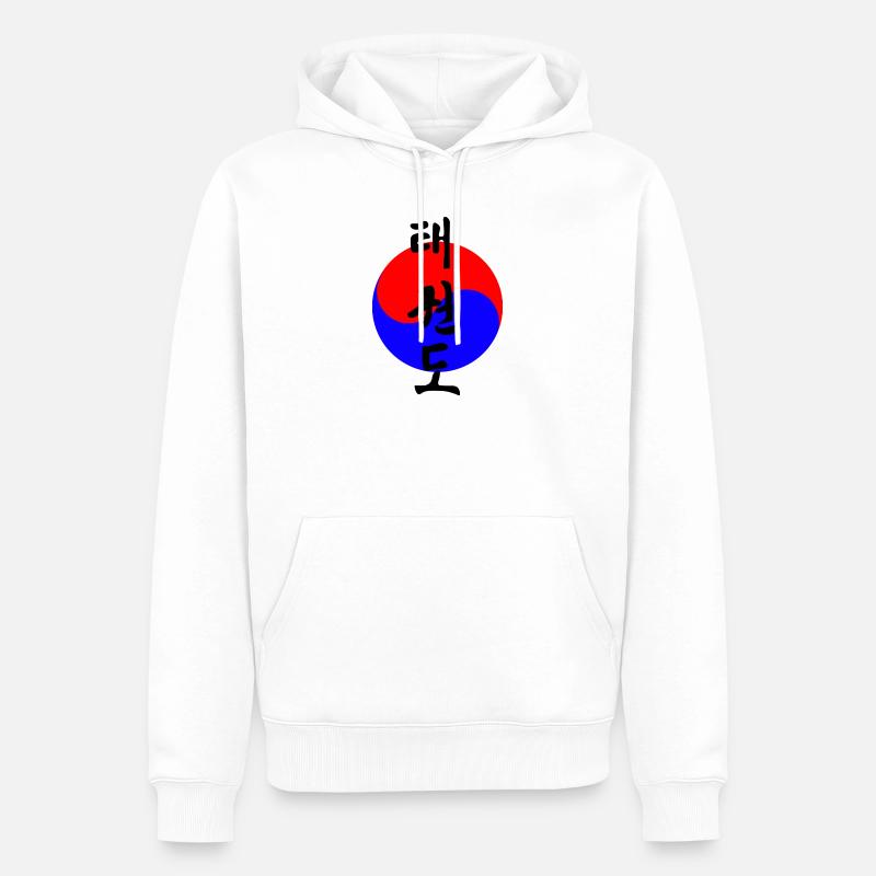 Taekwondo coréen écrit en cercle drapeau coréen - Sweat à capuche Premium bio Homme - blanc