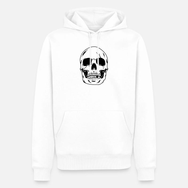 Schädelkopf des Skeletts - Männer Premium Bio Hoodie - Weiß