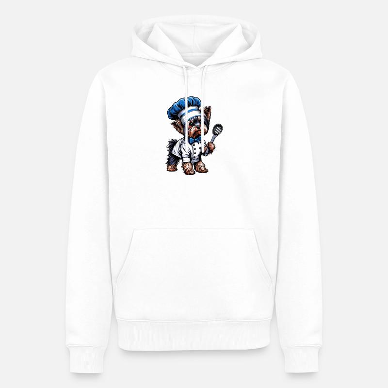 Cuisinier du Yorkshire Terrier - Sweat à capuche Premium bio Homme - blanc
