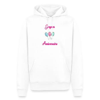 JOYEUX ANNIVERSAIRE - Sweat à capuche Premium bio Homme - blanc - Devant - Nico (187cm)