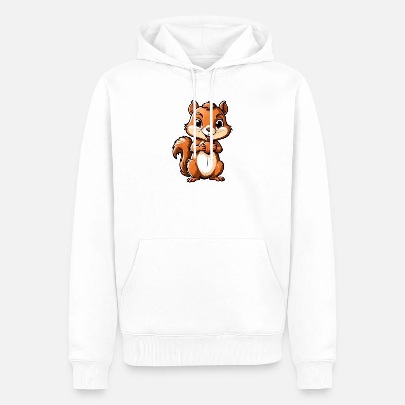 Niedliches Cartoon-Eichhörnchen mit Eichel - Männer Premium Bio Hoodie - Weiß