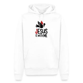 Jésus est avec moi - Sweat à capuche Premium bio Homme - blanc - Devant - Nico (187cm)