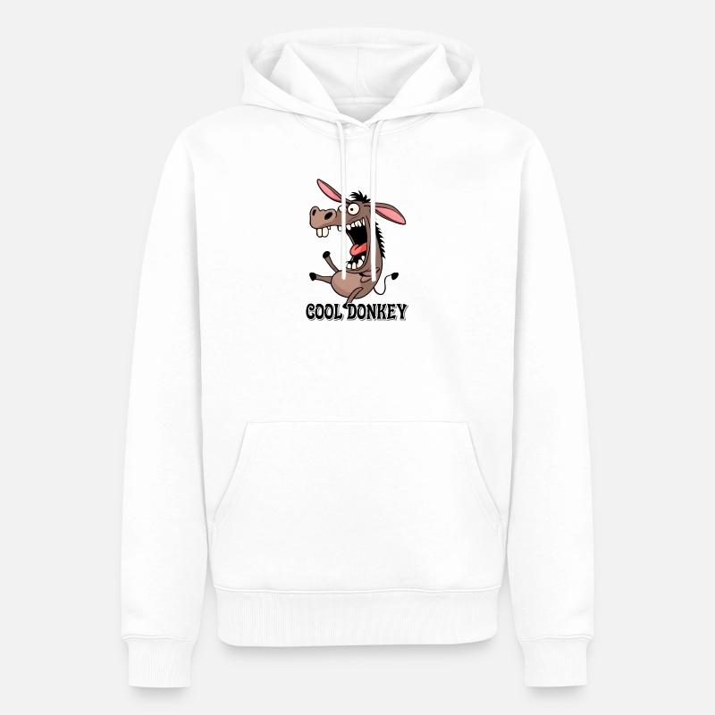 Impression de dessin animé drôle d’âne - Sweat à capuche Premium bio Homme - blanc