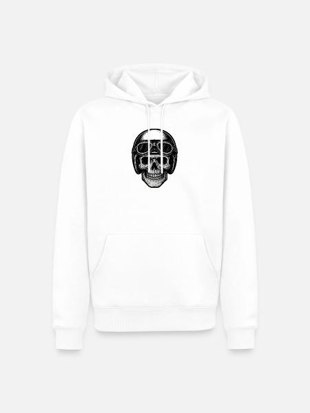 Flieger Totenschädel in schwarz-weiß - Männer Premium Bio Hoodie - Weiß
