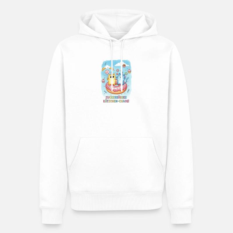 Chaos de chatons sur le donut - Sweat à capuche Premium bio Homme - blanc