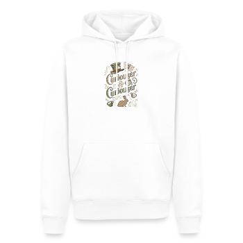 Alice Immer Neugieriger ("Curiouser") - Männer Premium Bio Hoodie - Weiß - Vorne - Nico (187cm)