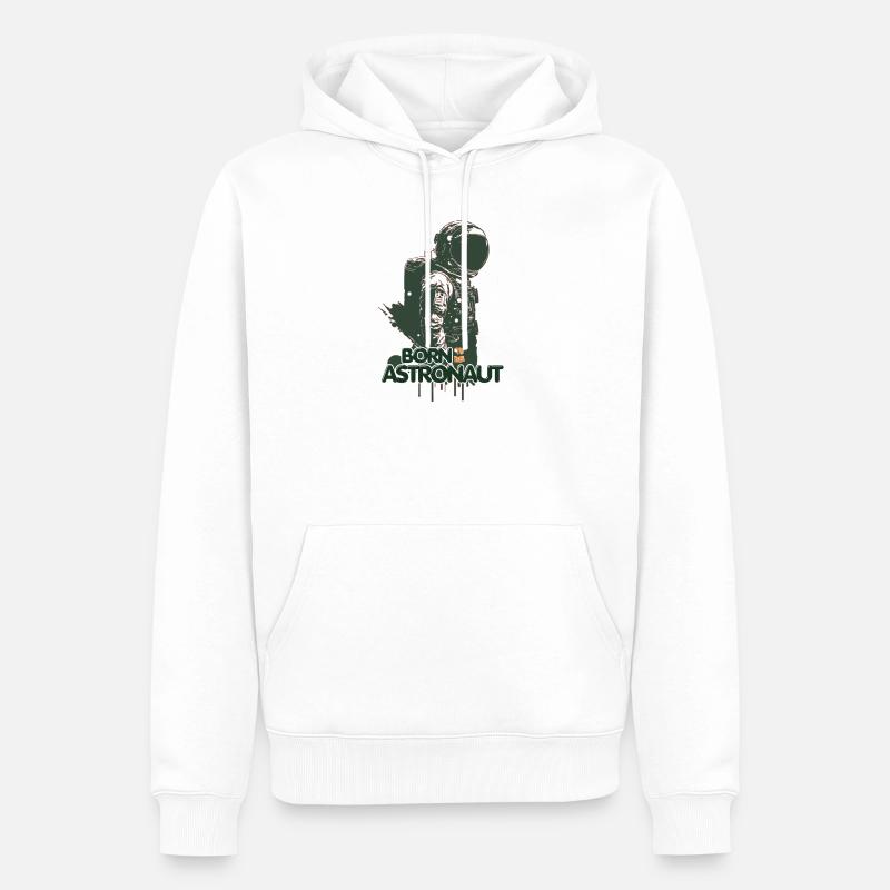 Né Pour Astronaute - Design Spatial - Sweat à capuche Premium bio Homme - blanc