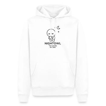 Noctambule – Trop Éveillé | Ambiance nocturne - Sweat à capuche Premium bio Homme - blanc - Devant - Nico (187cm)