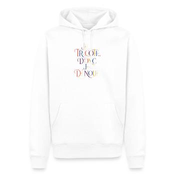Chromatisches Stricken in verzierten Buchstaben - Männer Premium Bio Hoodie - Weiß - Vorne - Nico (187cm)