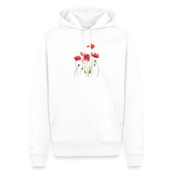 Coquelicots rouges - Sweat à capuche Premium bio Homme - blanc - Devant - Nico (187cm)