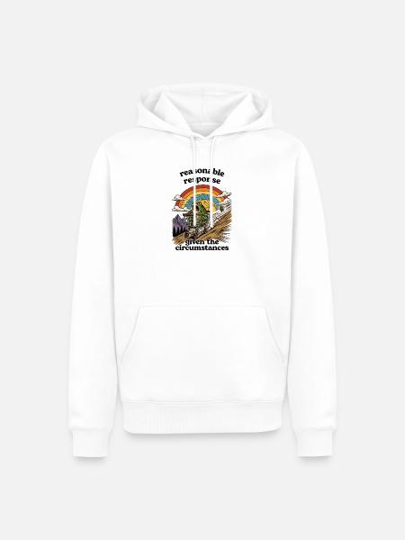 Frosch im Einkaufswagen unter Regenbogen - Männer Premium Bio Hoodie - Weiß