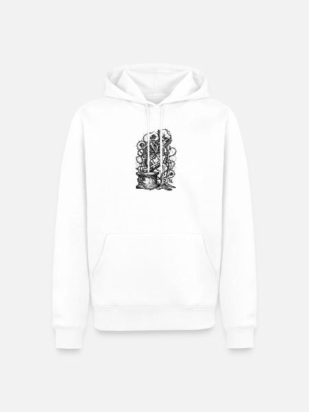 Skelett mit Rosen Gravur - Männer Premium Bio Hoodie - Weiß