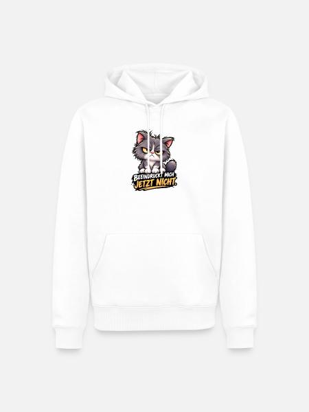Grummelkat JetztNicht Beeindruckt - Männer Premium Bio Hoodie - Weiß