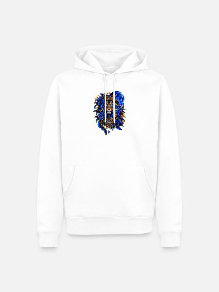 Königlicher Löwe mit Krone - Männer Premium Bio Hoodie - Weiß