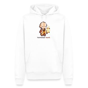 Pixelmönch mit Laterne - Männer Premium Bio Hoodie - Weiß - Vorne - Nico (187cm)