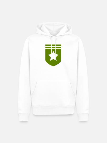 Grünes Wappenstern-Design - Männer Premium Bio Hoodie - Weiß
