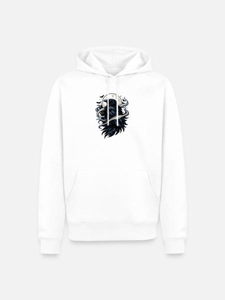 Mondkrähe im Nachtwind - Männer Premium Bio Hoodie - Weiß