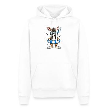 Bunter Punk Hase Taucher mit Rettungsring - Männer Premium Bio Hoodie - Weiß - Vorne - Nico (187cm)
