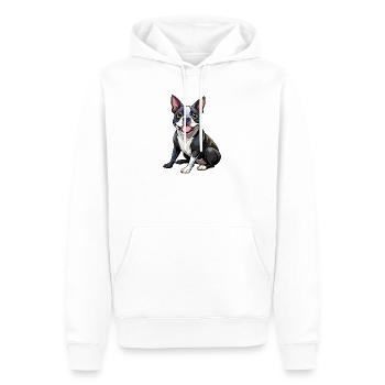 Boston Terrier Hundesitting - Männer Premium Bio Hoodie - Weiß - Vorne - Nico (187cm)