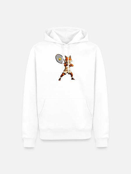 Tennisspieler Fuchs - Männer Premium Bio Hoodie - Weiß