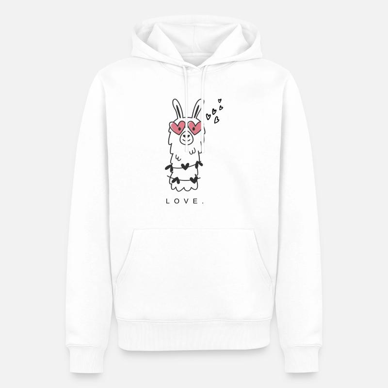 Lovedesign mit Alpaca und Herzchenbrille - Männer Premium Bio Hoodie - Weiß