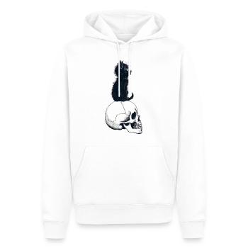 Chaton mignon assis sur un crâne - Sweat à capuche Premium bio Homme - blanc - Devant - Nico (187cm)