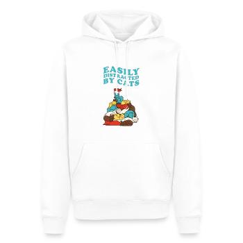 Facilement distrait par les chats qui disent - Sweat à capuche Premium bio Homme - blanc - Devant - Nico (187cm)