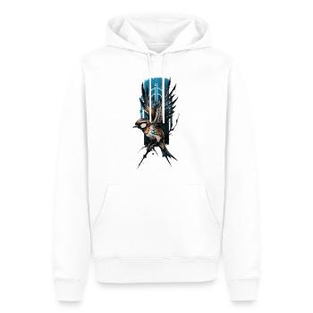 Perchoir de branche : oiseau cardinal déployant ses ailes - Sweat à capuche Premium bio Homme - blanc - Devant - Nico (187cm)