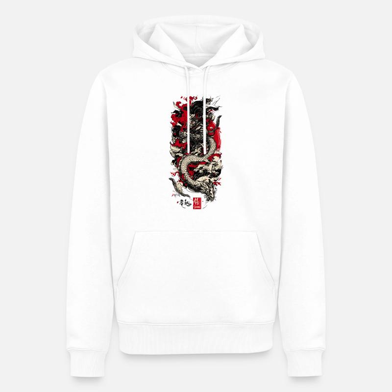 Samurai Dragon - Männer Premium Bio Hoodie - Weiß