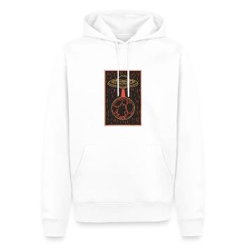 Schwebendes Raumschiff über Deutschland - Männer Premium Bio Hoodie - Weiß - Vorne - Nico (187cm)