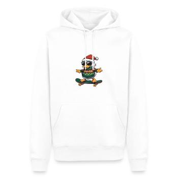 Canard Noël Drôle - Sweat à capuche Premium bio Homme - blanc - Devant - Nico (187cm)
