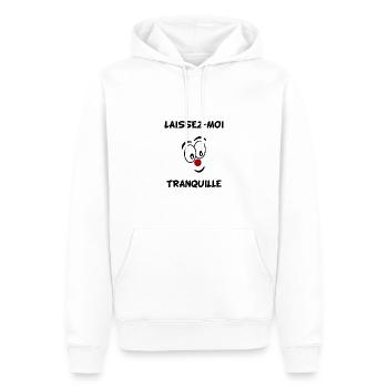 LAISSEZ-MOI TRANQUILLE. HUMOUR - Sweat à capuche Premium bio Homme - blanc - Devant - Nico (187cm)