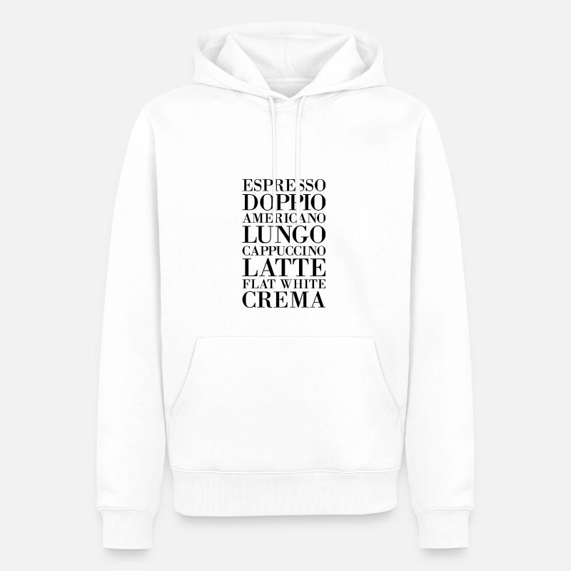 Kaffeearten Espresso Cappuccino Latte - Männer Premium Bio Hoodie - Weiß