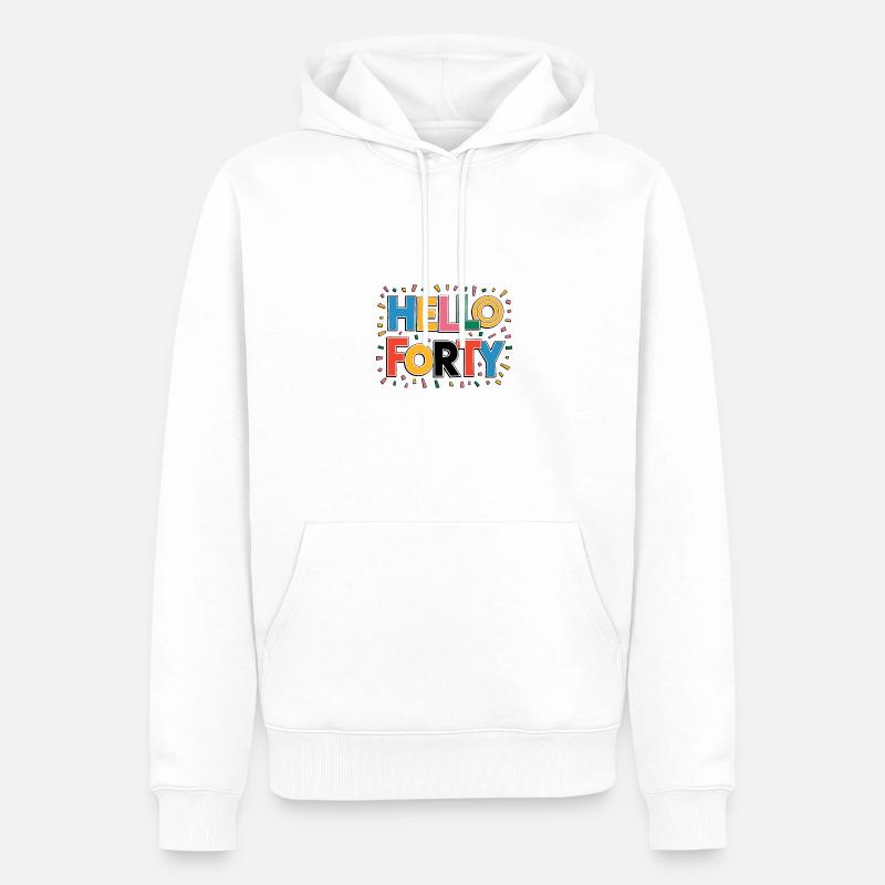 Hallo Vierzig - Männer Premium Bio Hoodie - Weiß