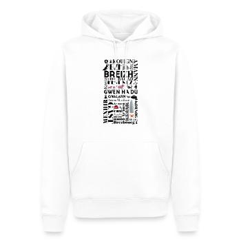 LES MOTS DE LA BRETAGNE - Breizh - BZH - - Sweat à capuche Premium bio Homme - blanc - Devant - Nico (187cm)