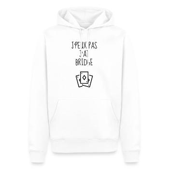 bridge / bridgeur / bridgeuse / cartes - Sweat à capuche Premium bio Homme - blanc - Devant - Nico (187cm)