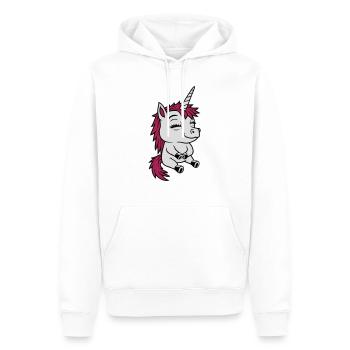 Petite licorne comique sédentaire - Sweat à capuche Premium bio Homme - blanc - Devant - Nico (187cm)