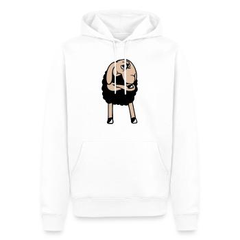Mouton noir bras croisés insulté aigre - Sweat à capuche Premium bio Homme - blanc - Devant - Nico (187cm)