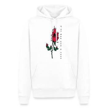 Imprimer Rose Brûler - Sweat à capuche Premium bio Homme - blanc - Devant - Nico (187cm)