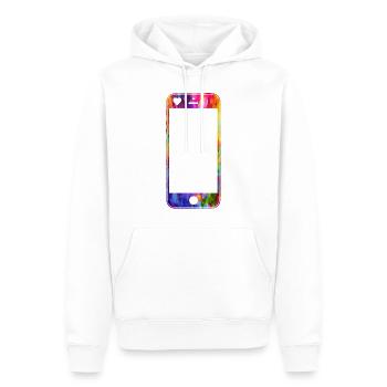 Téléphone portable avec coeur - Sweat à capuche Premium bio Homme - blanc - Devant - Nico (187cm)