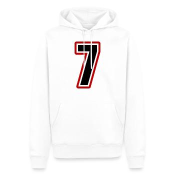 7 nombre symbole - Sweat à capuche Premium bio Homme - blanc - Devant - Nico (187cm)