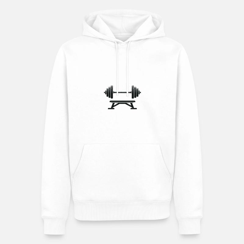 Développé couché avec haltères - Sweat à capuche Premium bio Homme - blanc