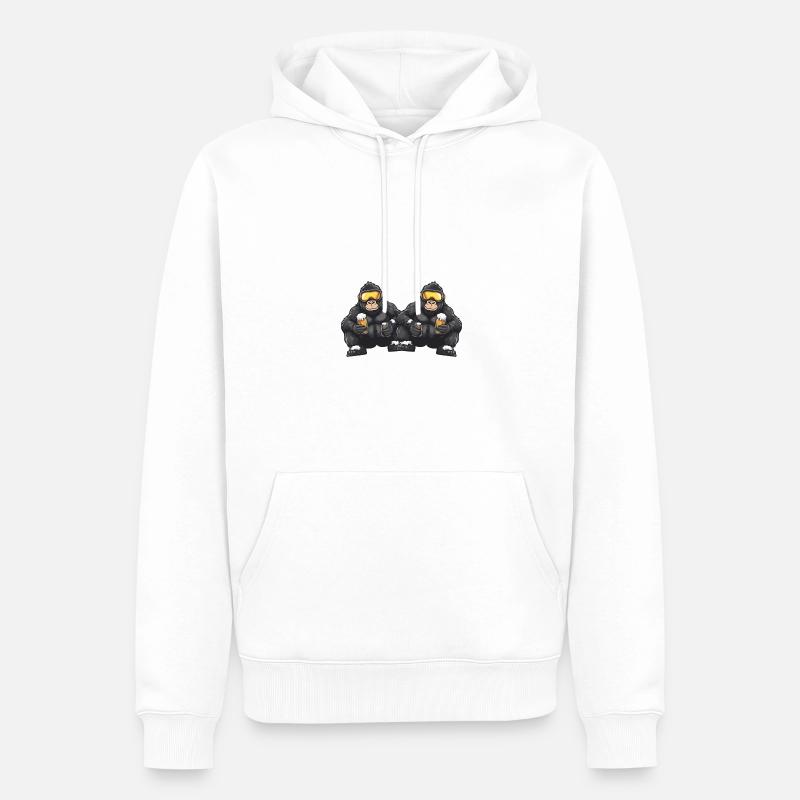 Gorilla Ski Team Bier - Männer Premium Bio Hoodie - Weiß