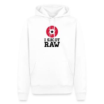 I Shoot UNFILTERED FILES - Star - Männer Premium Bio Hoodie - Weiß - Vorne - Nico (187cm)