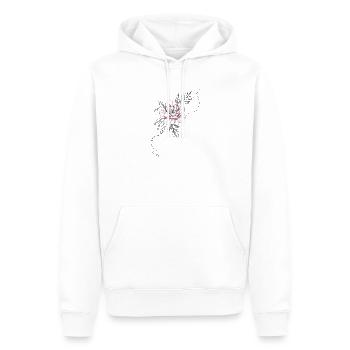 Dessin fleur rose chapelet croix et feuillage - Sweat à capuche Premium bio Homme - blanc - Devant - Nico (187cm)
