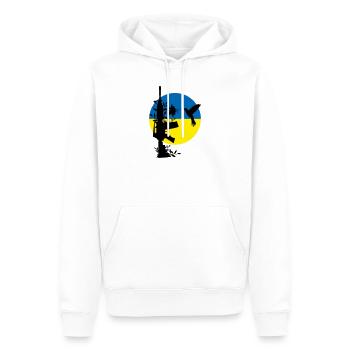 paix pas guerre ukraine - Sweat à capuche Premium bio Homme - blanc - Devant - Nico (187cm)